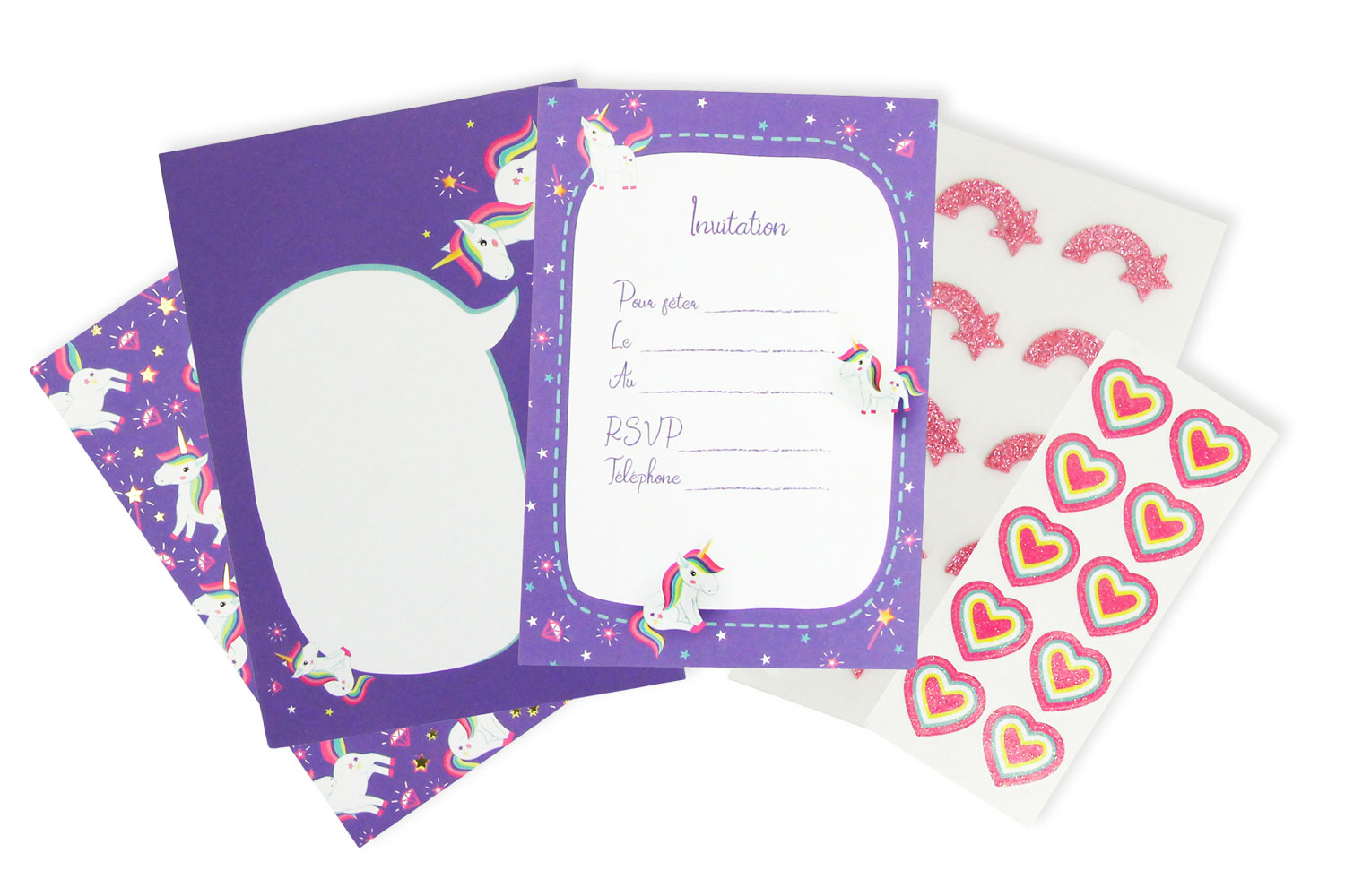 Kit invitations Licorne - 10 invitations d'anniversaire - Faire Part - 10  Doigts