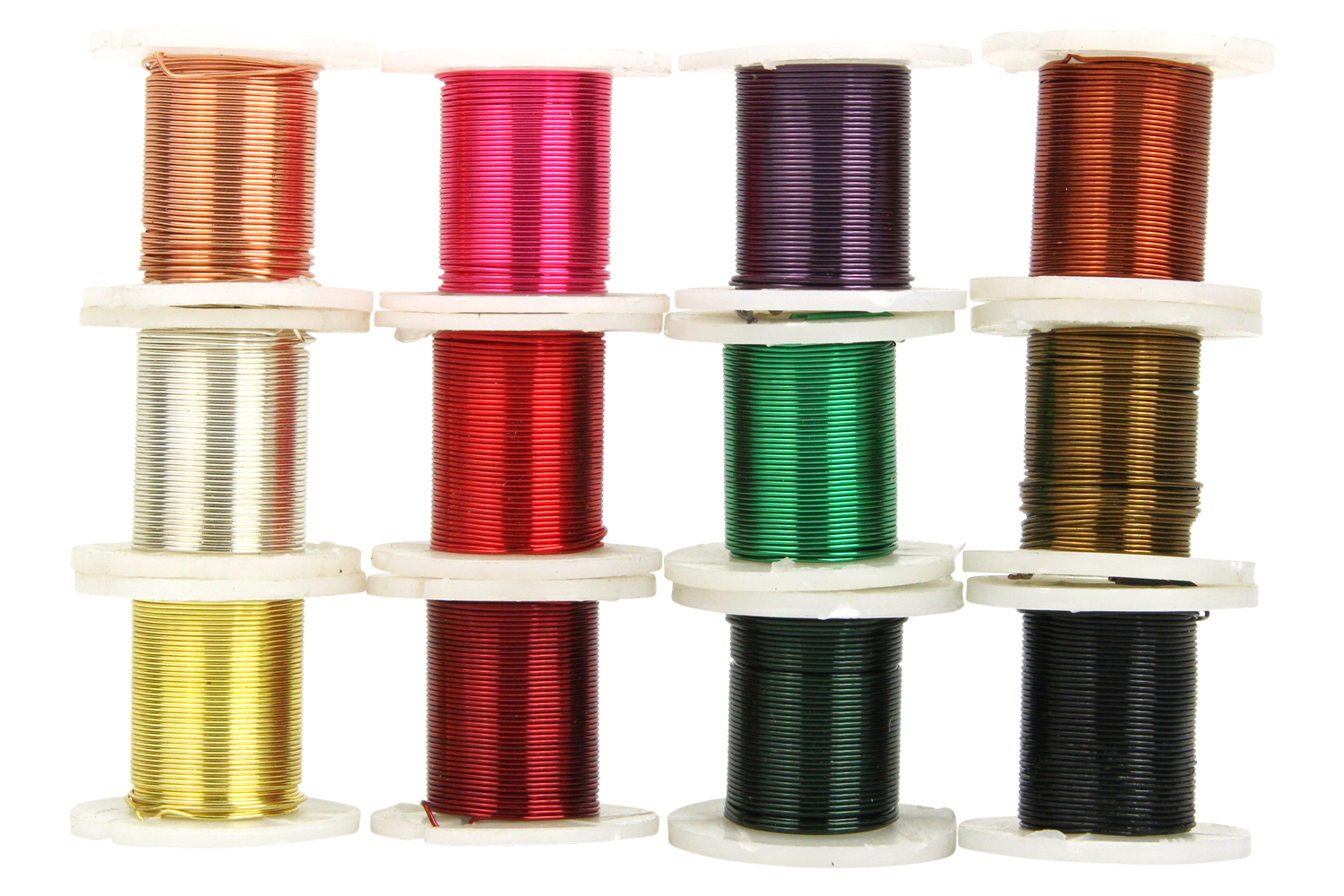 Fil de cuivre coloré Ø 0,4 mm - 12 bobines - Fils aluminium - 10 Doigts