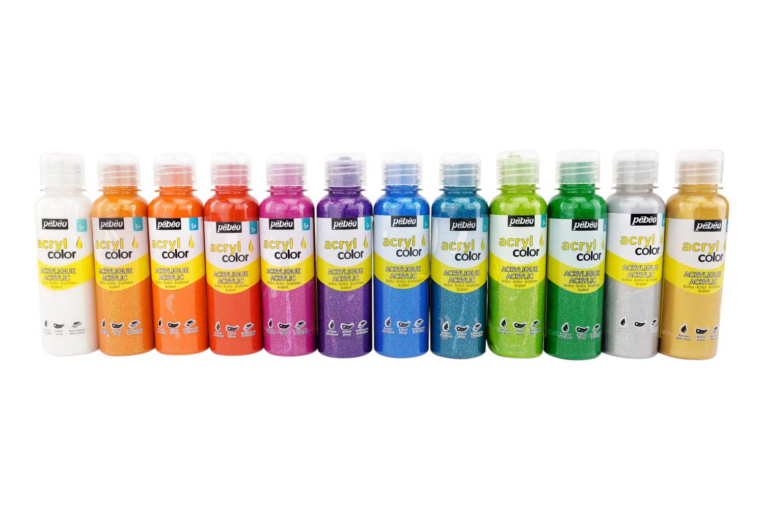 MAGI Peinture acrylique Lot de 12 tubes de couleurs x 100 ml pour