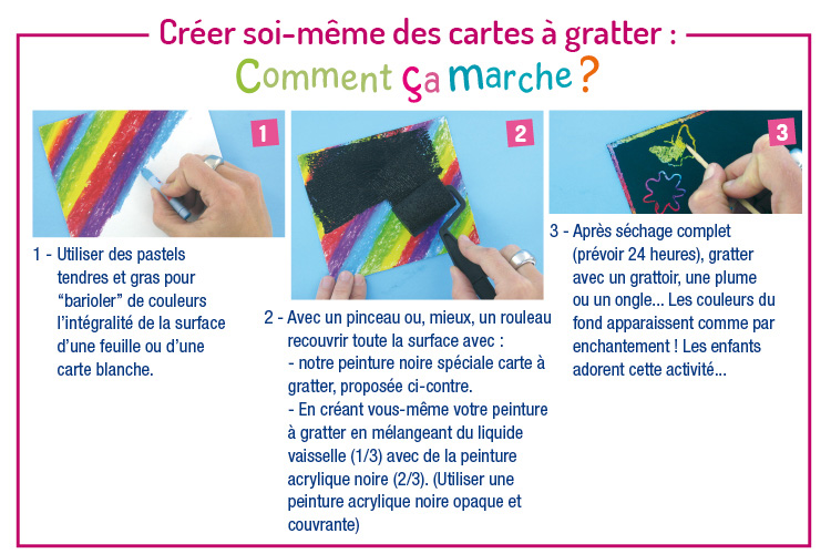 Peinture à gratter - 125 ml - Cartes à gratter, à poinçonner - 10