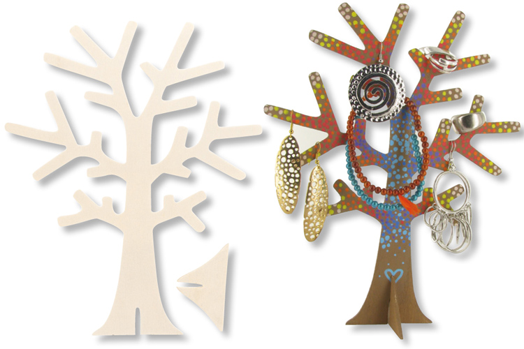 Arbre porte-bijoux en bois