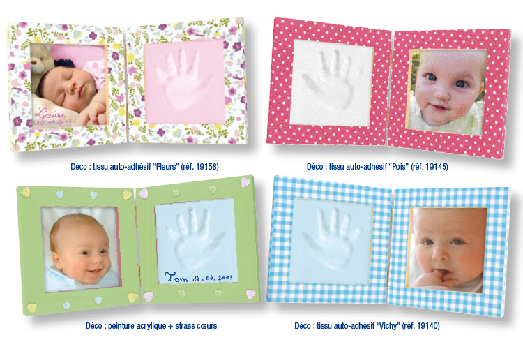 Cadre pliable pour empreinte main ou pied de bébé et photo