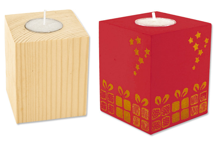 Bougeoir cubique en bois, pour bougie chauffe plat