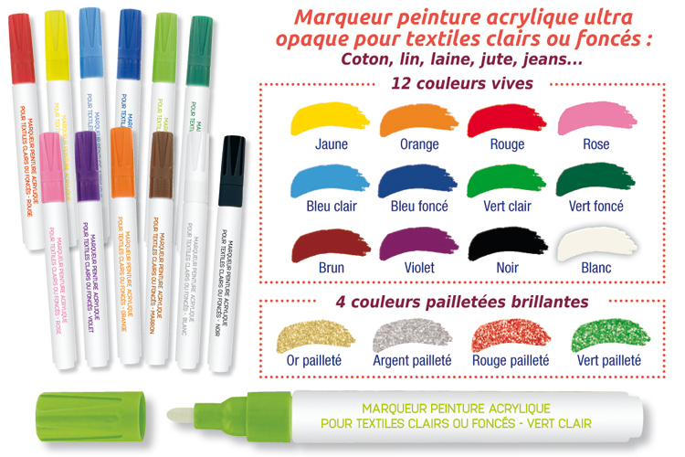 Marqueurs Peinture Pour Tissu Marqueurs 10 Doigts