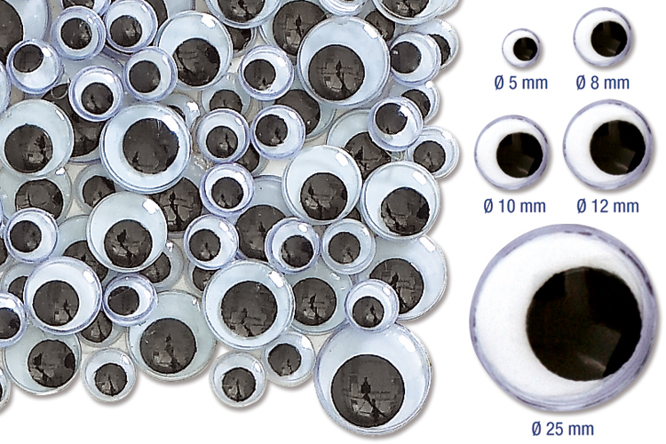 Yeux mobiles à pupille noire Yeux mobiles 10 Doigts