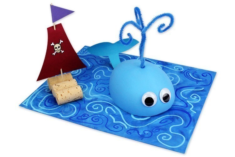 Tableau 3D : Baleine et bateau pirate