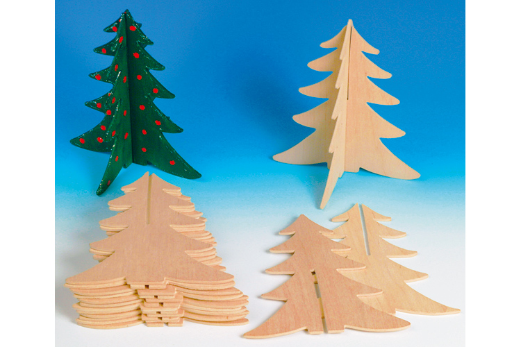 Sapins 3D en bois - 2 sapins - Objets en bois Noël - 10 Doigts