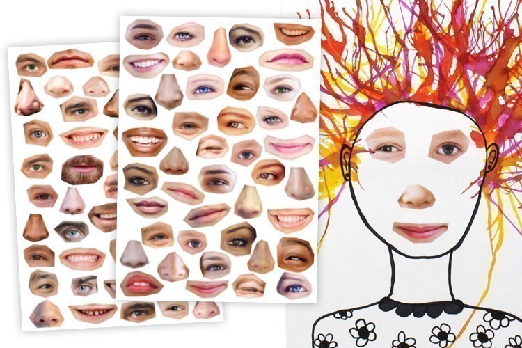 Gommettes visages réalistes et rigolos - 88 pcs - Gommettes Yeux