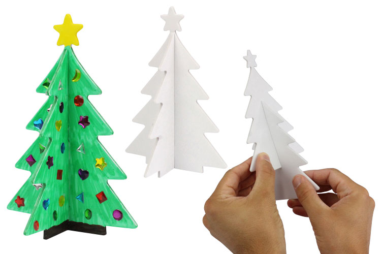 Sapins 3D en carton mousse 8 pièces Décoration de Noël 10 Doigts
