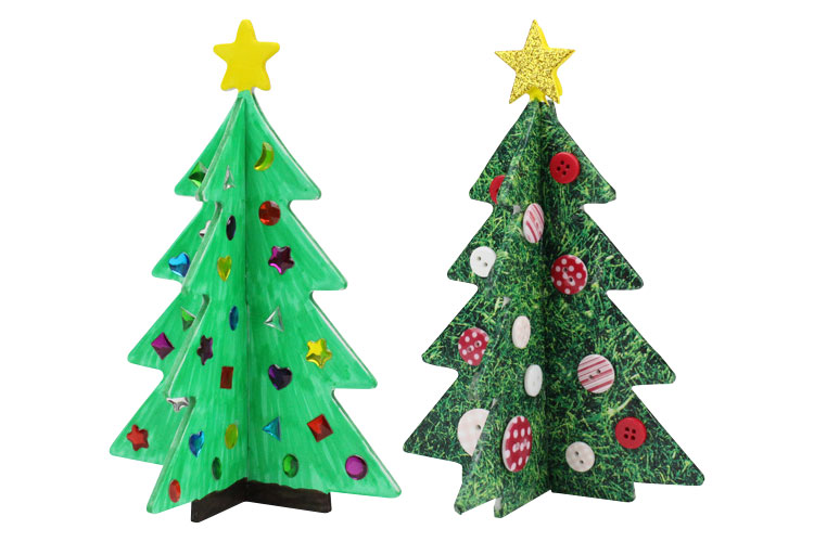 Sapins 3d En Carton Mousse 8 Pièces Décoration De Noël 10 Doigts