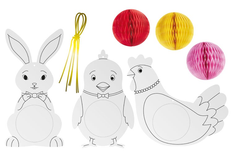 Suspensions De Paques Lapin Poussin Et Poule Kits Activites Paques 10 Doigts