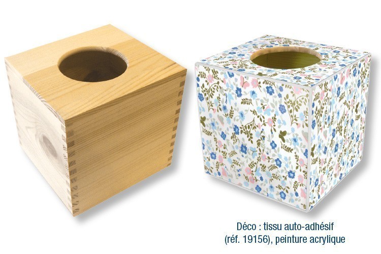 Boîte à mouchoirs cubique en bois - Objets pour décorer le bureau