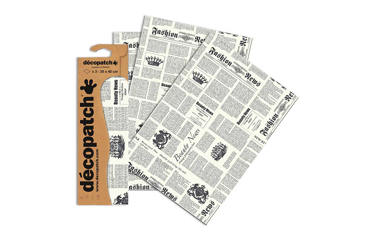 Papier Décopatch Journal - 3 feuilles N°770 - Papiers Décopatch - 10 Doigts