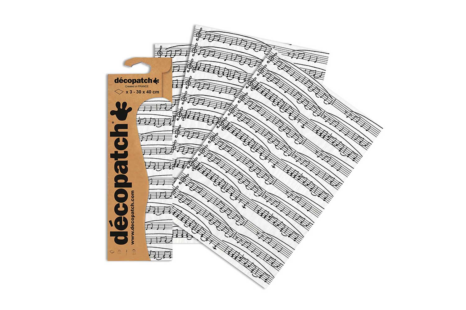 Papier kraft imprimé - Partition de musique - 10 feuilles - Bloc