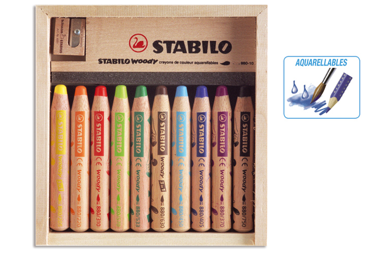 STABILO WOODY Coffret de 10 crayons de couleur 10 Doigts