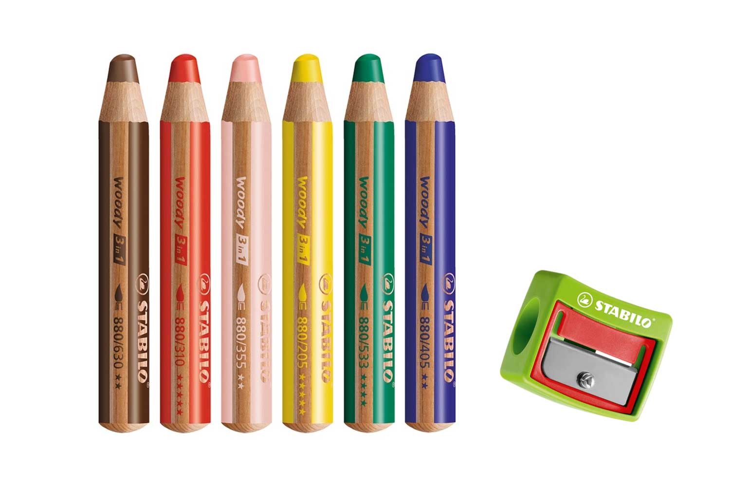 Maxi crayons de couleur WOODY - 6 couleurs - Crayons de couleur - 10 Doigts