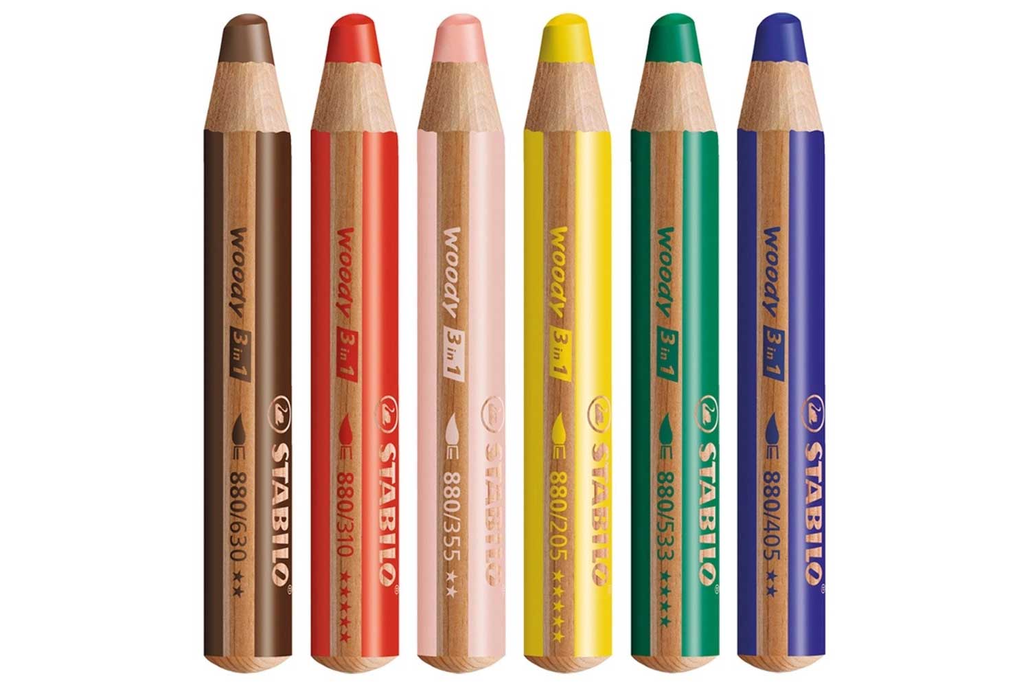 Maxi crayons de couleur WOODY 6 pièces Crayons de couleurs 10 Doigts