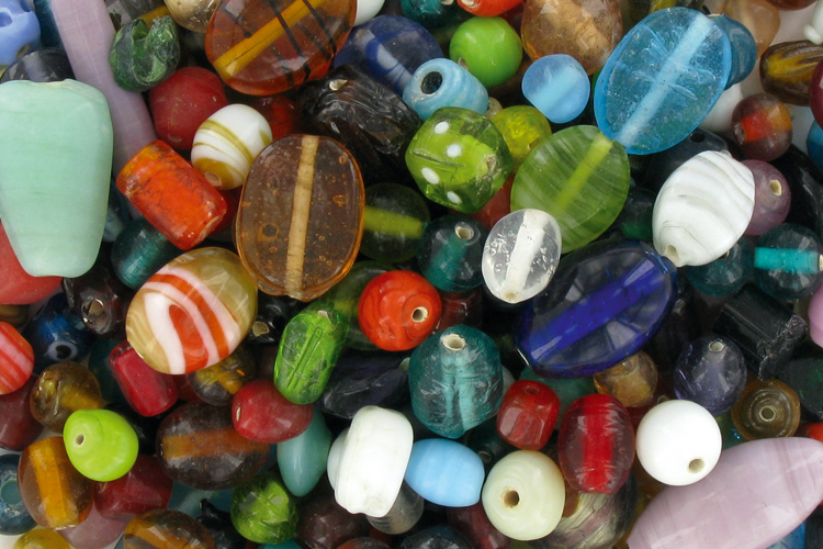 Lot De 600 Perles Artisanales Vintage En Verre - Jaune Orangé, Rondes, Inde Années 80