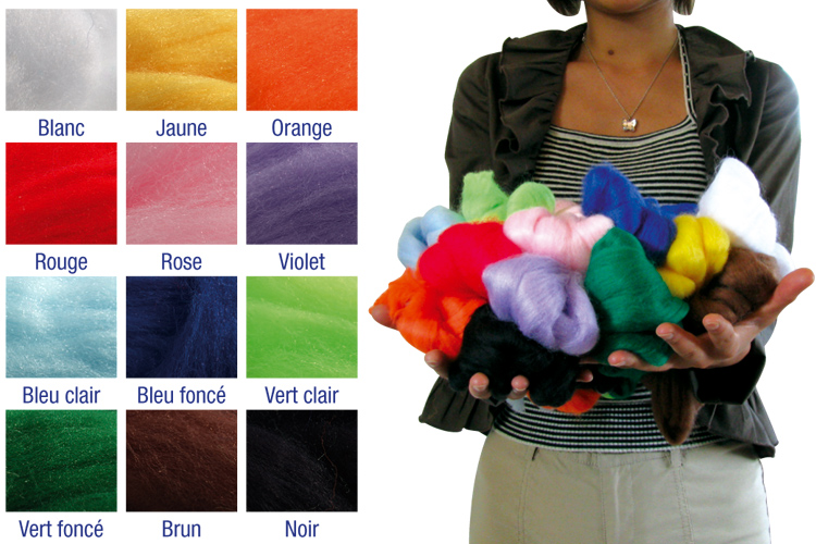 Laine à feutrer extra fine - 12 couleurs assorties - Laine - 10 Doigts