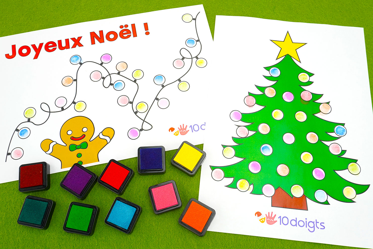 Coloriages de Noël à compléter avec les doigts