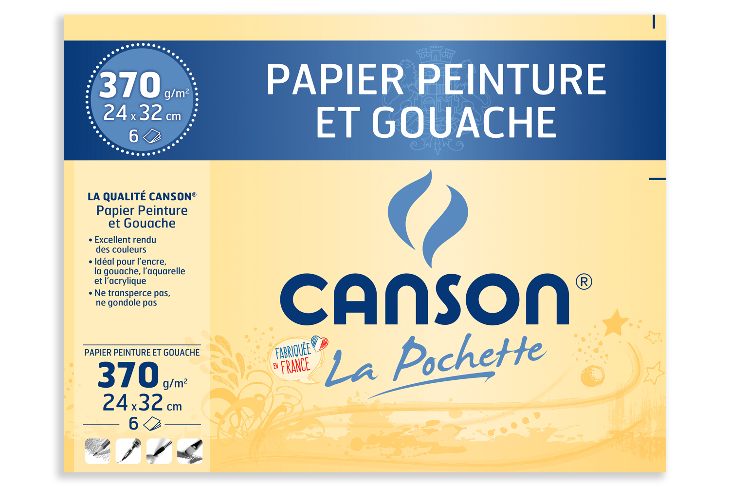 Papier Canson pour peinture - 6 feuilles - Papiers pour peinture