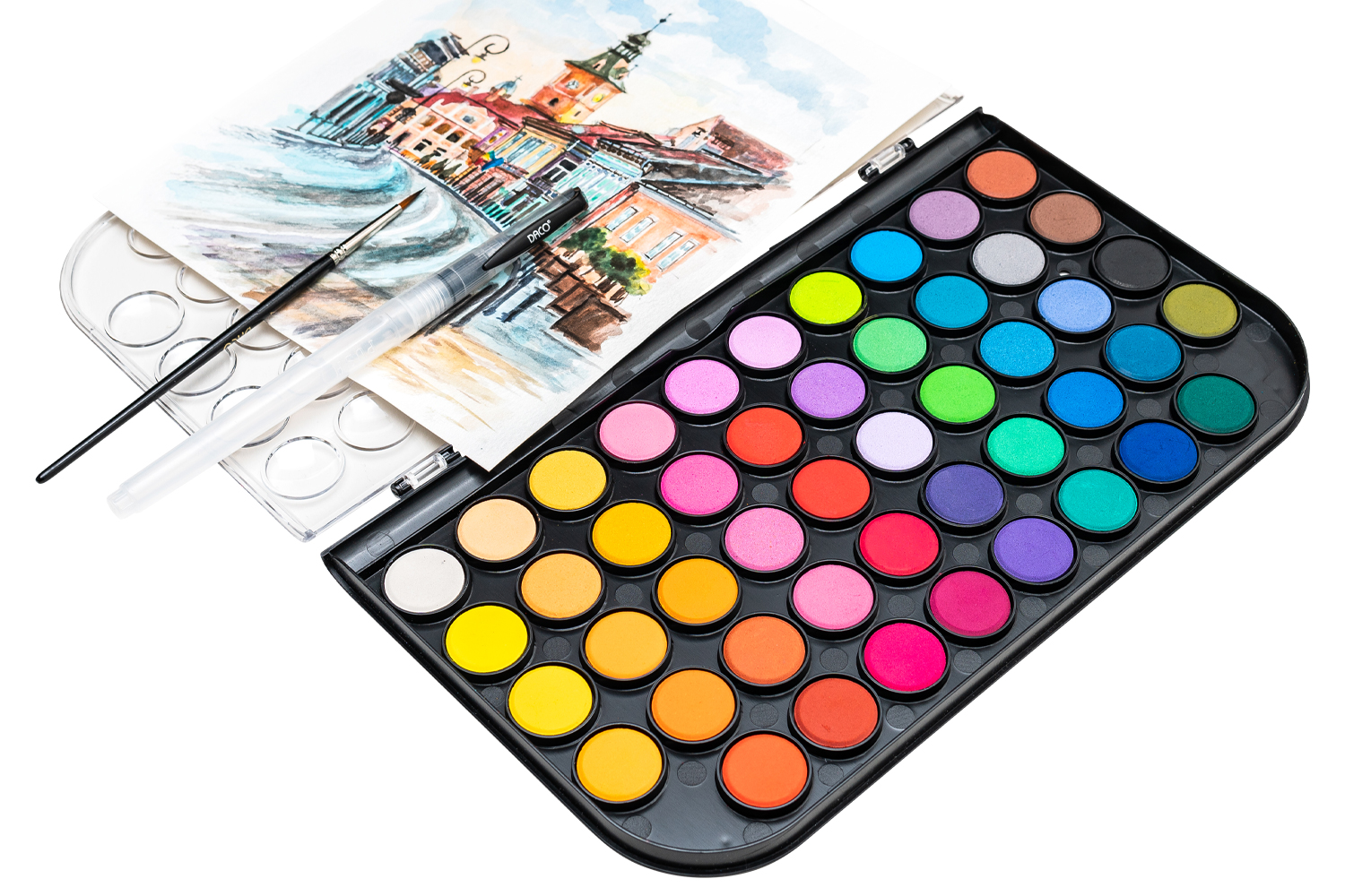 Palette peinture aquarelle de 12 pastilles multicouleurs pour enfants à  partir de 4 ans