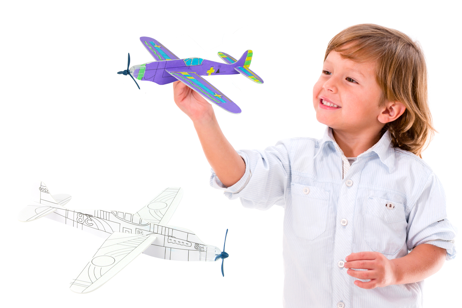Avions planeurs à colorier - 12 pièces - Supports de dessin à