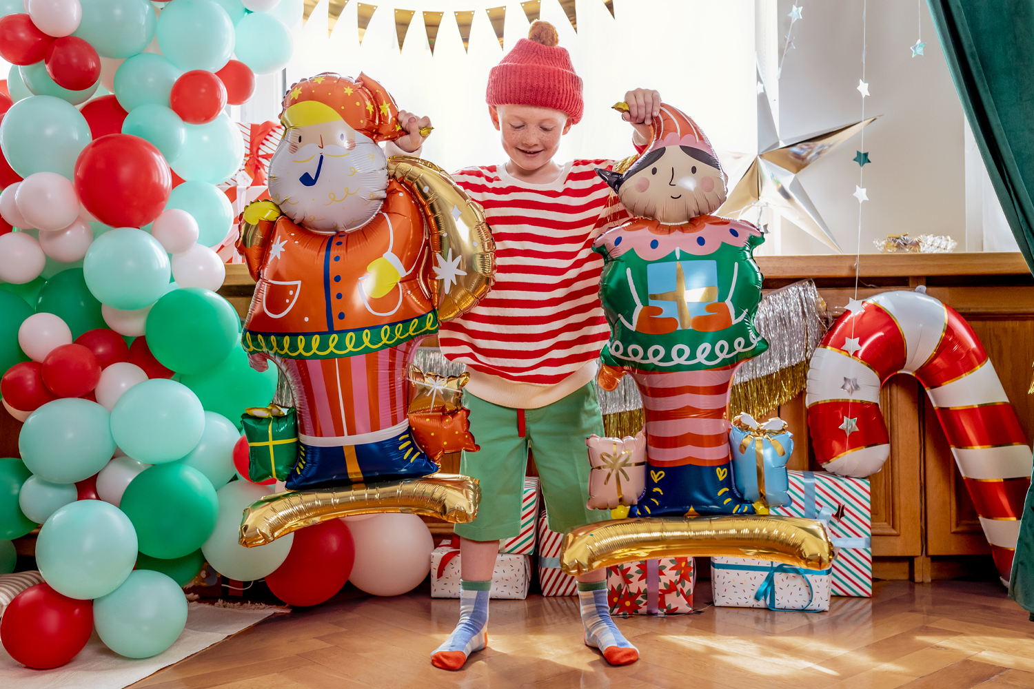 Ballon père Noël XXL en aluminium - Ballons, guirlandes, serpentins - 10  Doigts