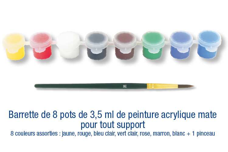 Barrette De Peinture Acrylique 1 Pinceau Acryliques Scolaire