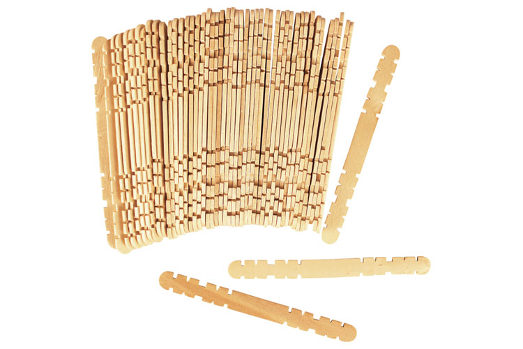 Bâtonnets bois crantés - 50 pièces - Accessoires en bois - 10 Doigts