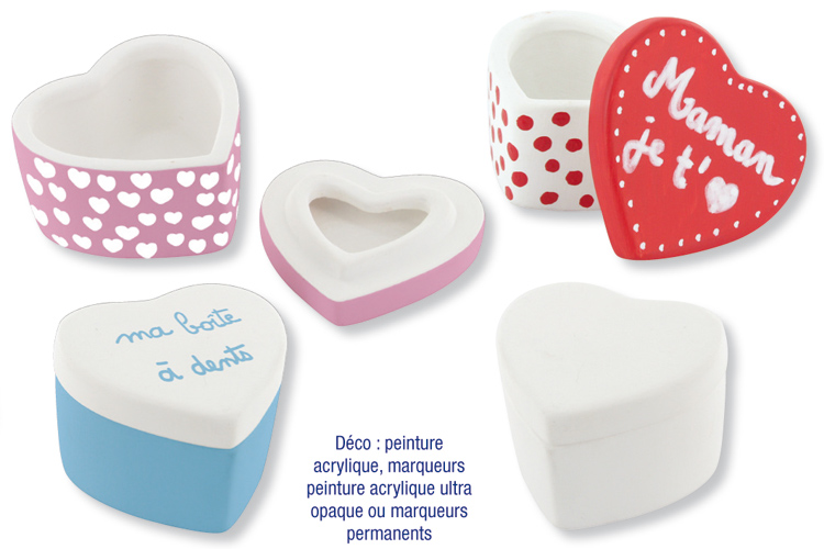 Boite coeur en terre cuite blanche