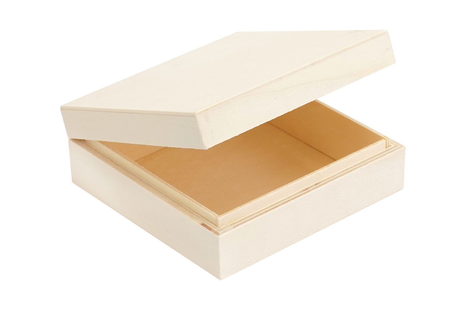 Boîte cadeau carrée en carton bois avec ruban