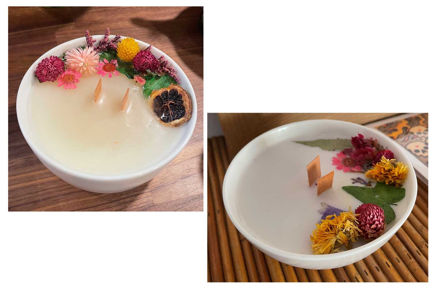 Bougie fleurs séchées