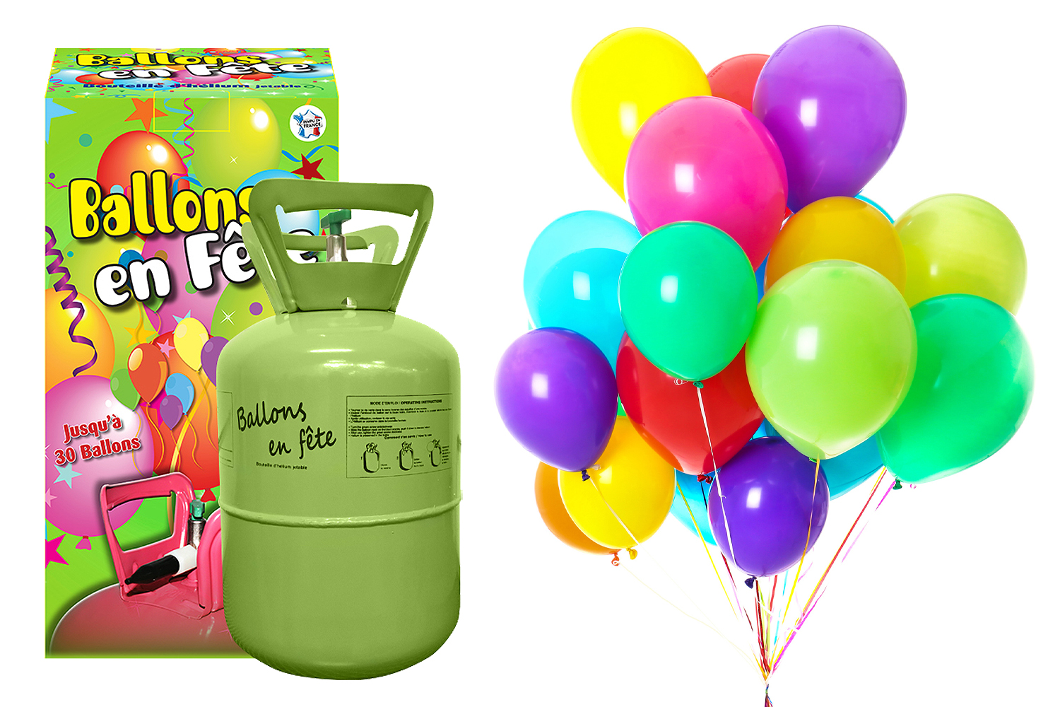 Trendario Party Gaz hélium pour ballons format XL avec 30 ballons en latex et un ruban pour un remplissage facile jusqu'à 30 ballons conteneur d'hélium 