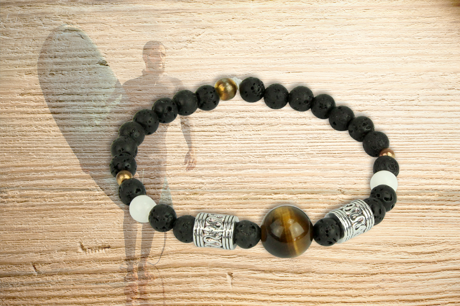 Kit bracelet fil élastique et perles en verre noire et blanche