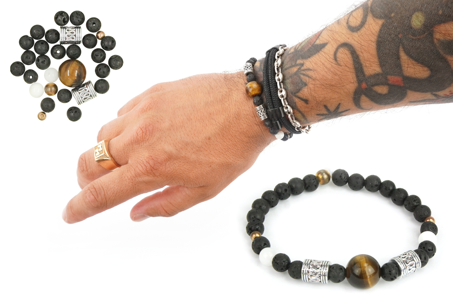 Kit bracelet Oeil de Tigre - Lithothérapie / Bracelets chakras - 10 Doigts