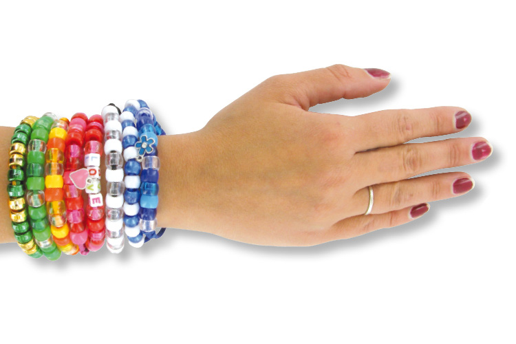 Bracelets cordon satin + perles plastiques