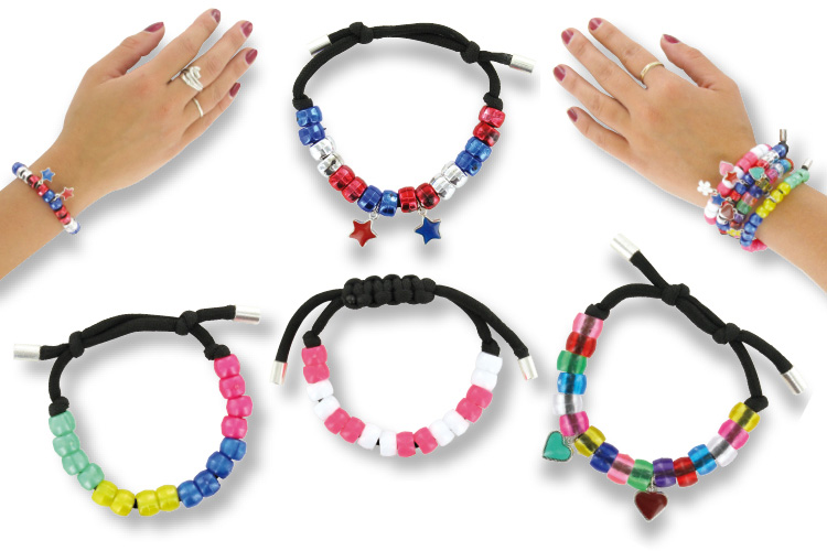 Bracelets cordon satin épais + perles