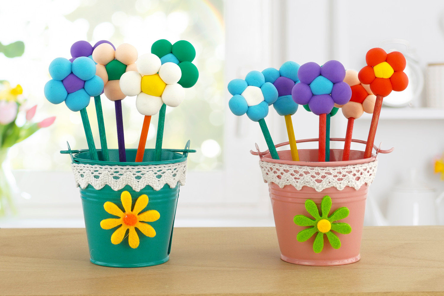 Fleurs en pâte à modeler