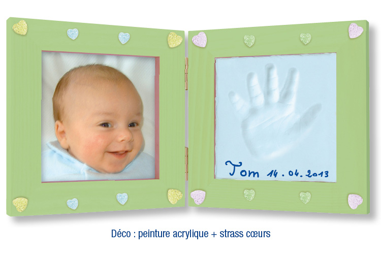 Cadre double empreinte bébé + photo - Empreintes - 10 Doigts