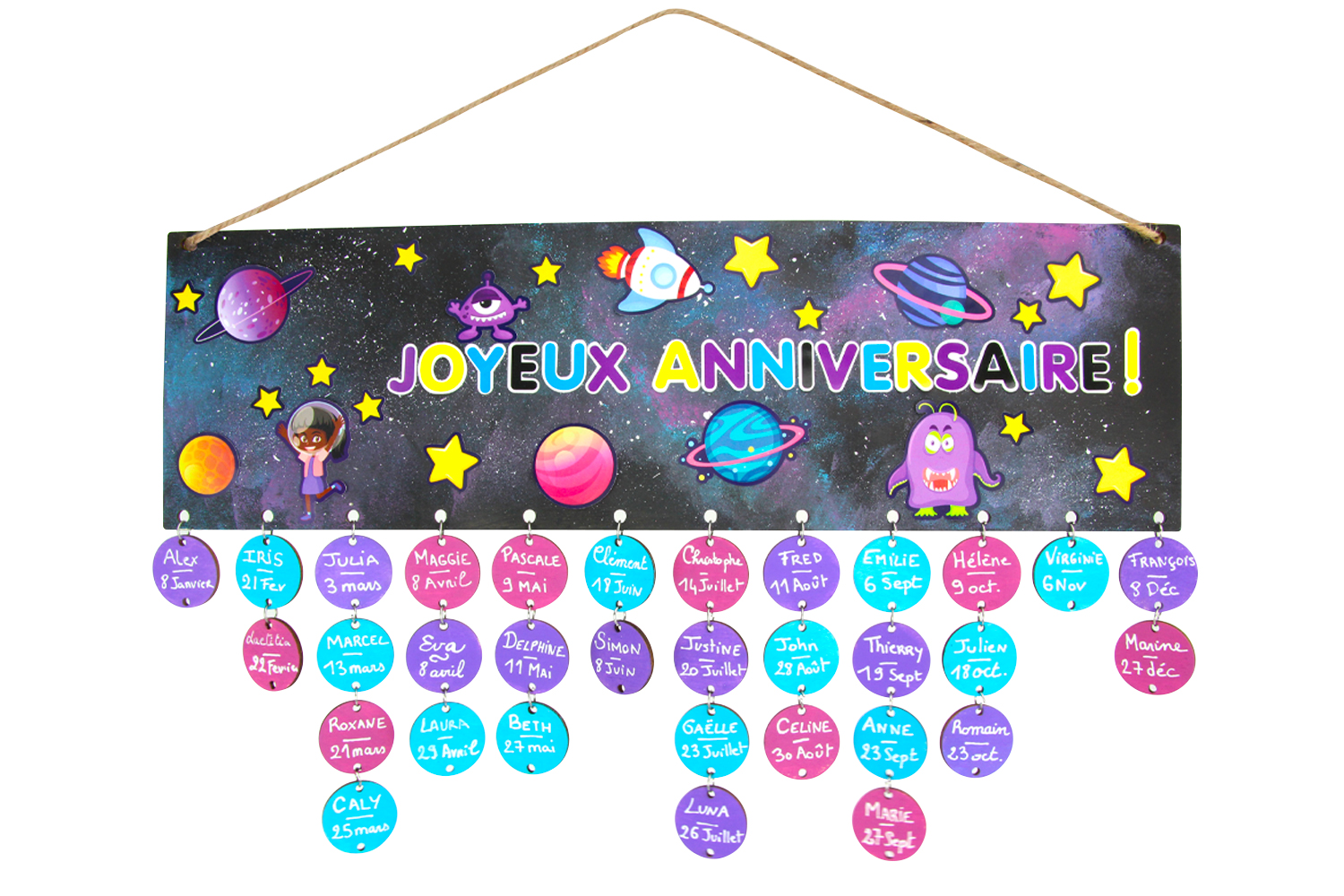 Calendrier Anniversaires en Bois