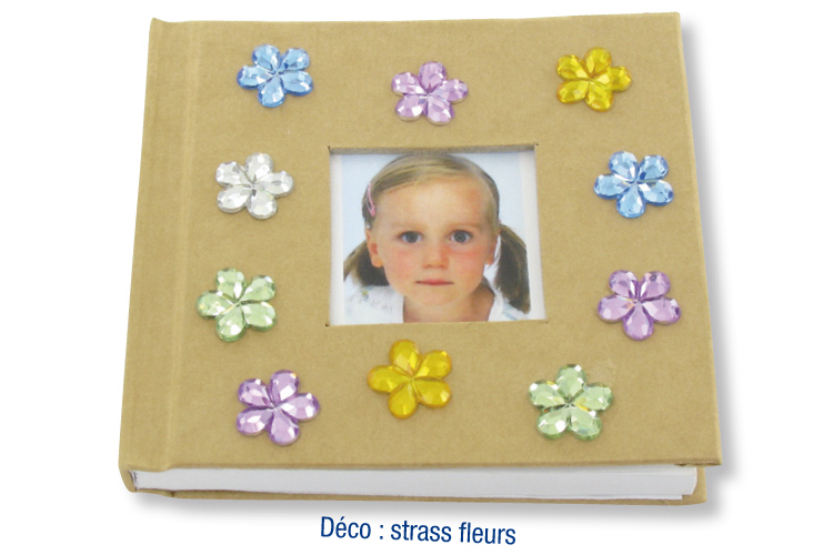 Carnet kraft strass fleurs
