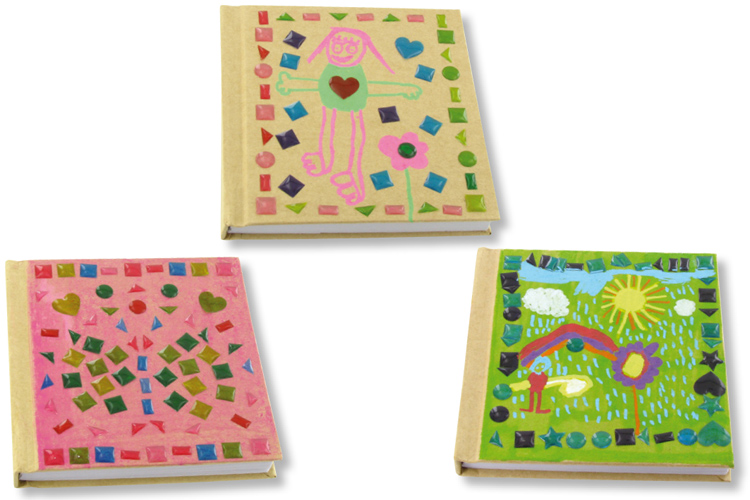 Carnets kraft déco stickers mosaïques