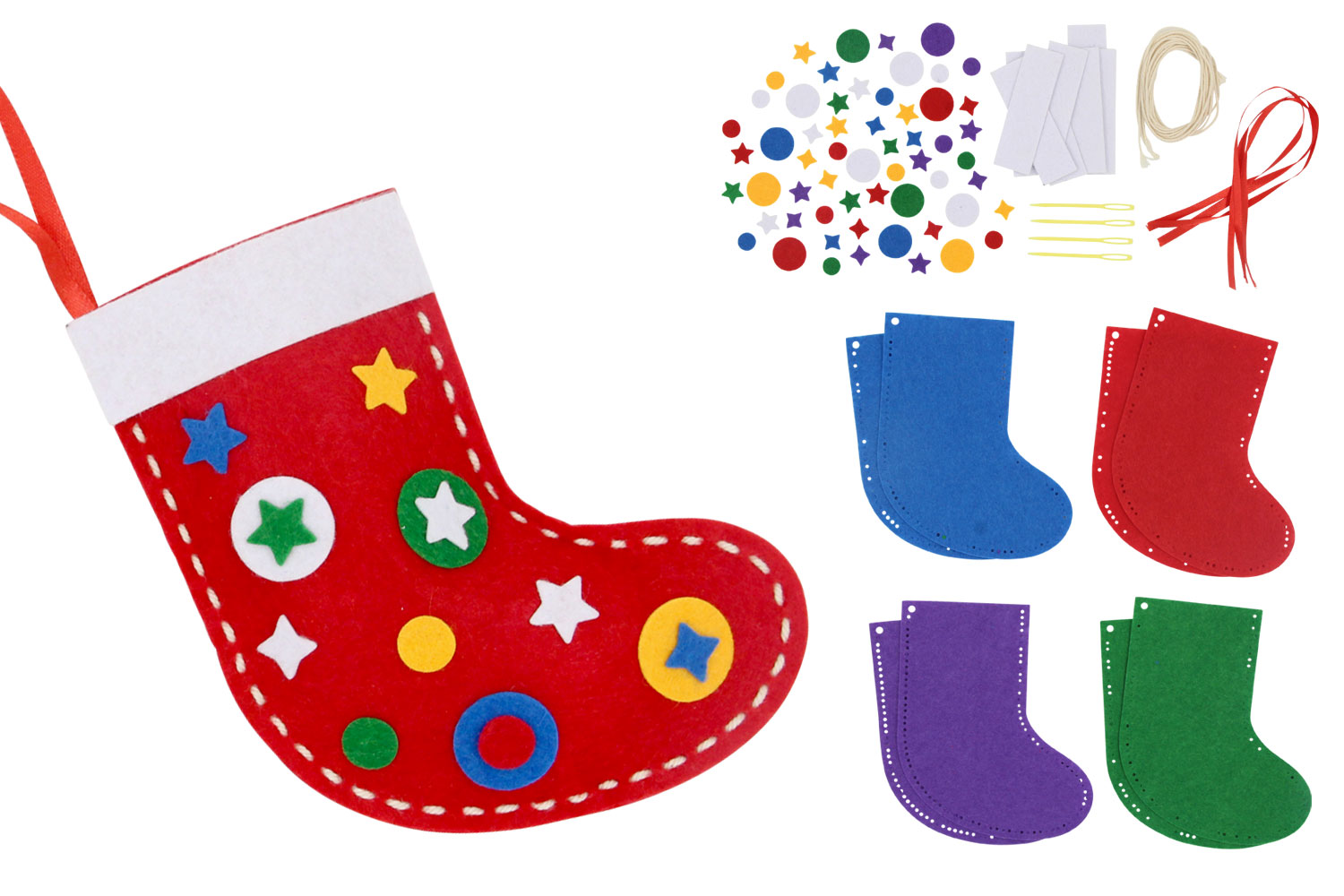 Chaussettes de Noël en feutrine à broder - 4 pièces - Kits