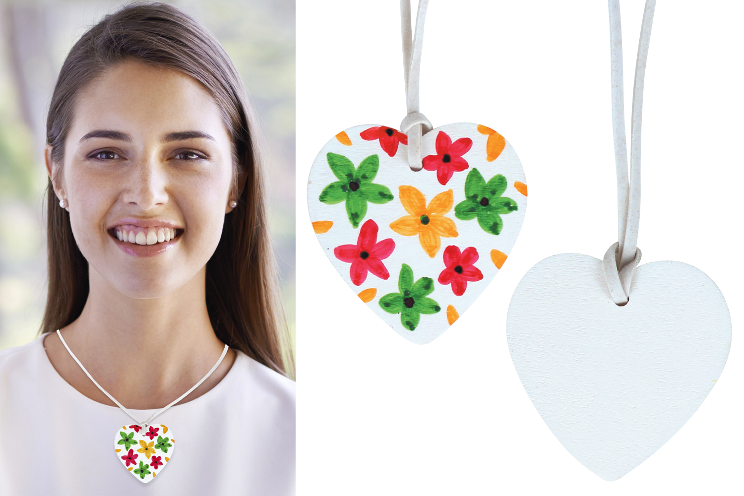 Pendentif coeur en terre cuite blanche