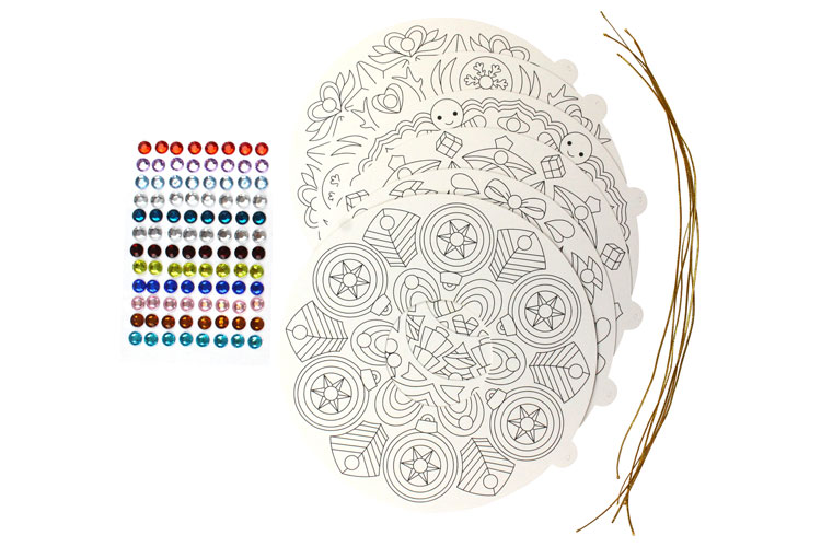 Couronne de Noël Mandalas à colorier + strass  Coloriages  10 Doigts