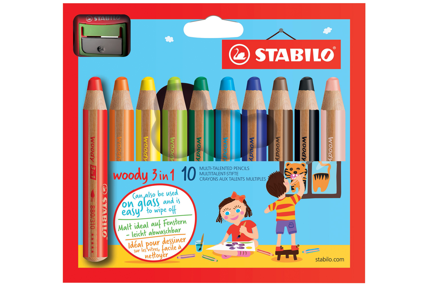 Crayons de couleurs 3 en 1 WOODY - 10 couleurs - Crayons de