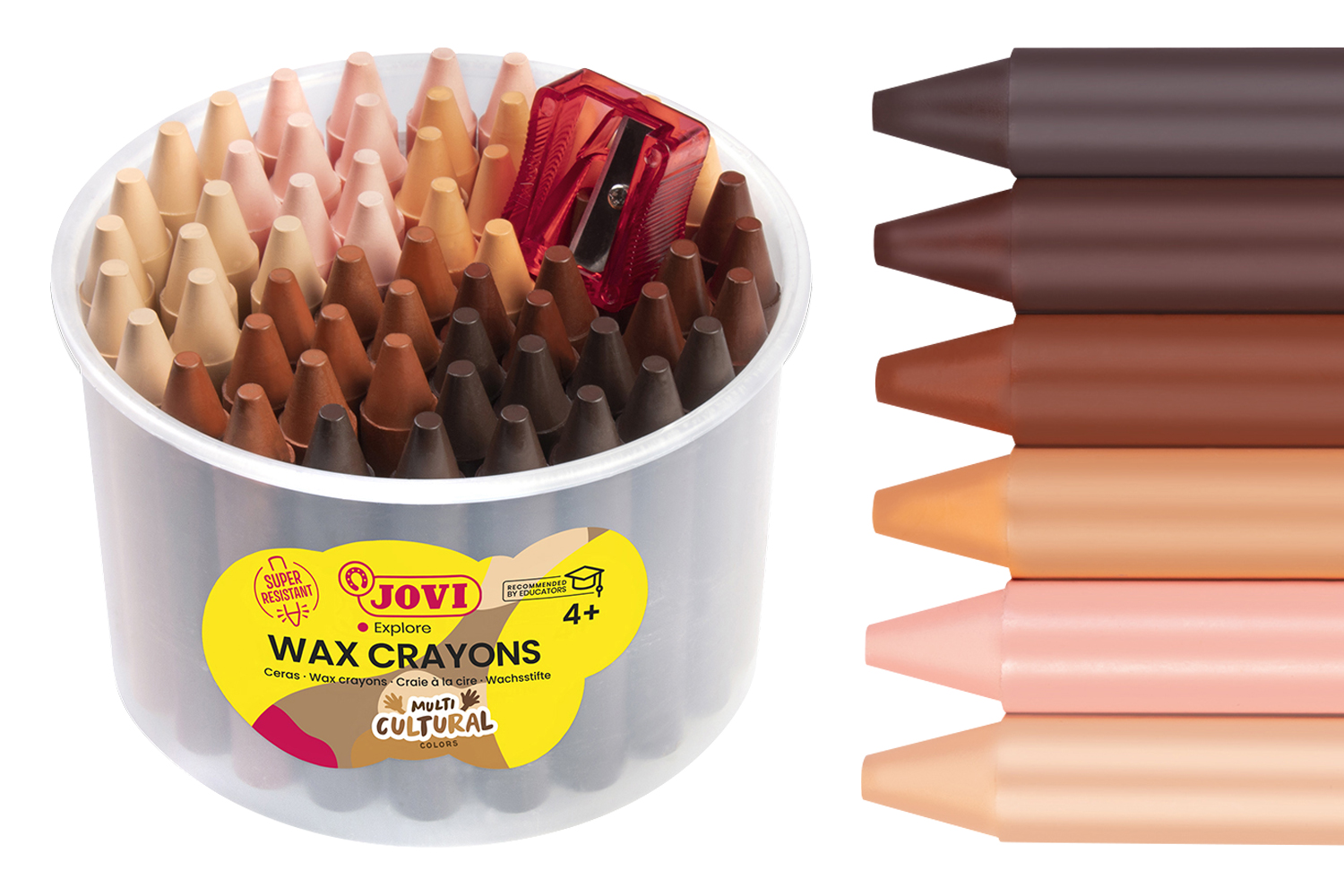 Maxi crayons cire couleurs du monde - Pot de 60 - Crayons cire