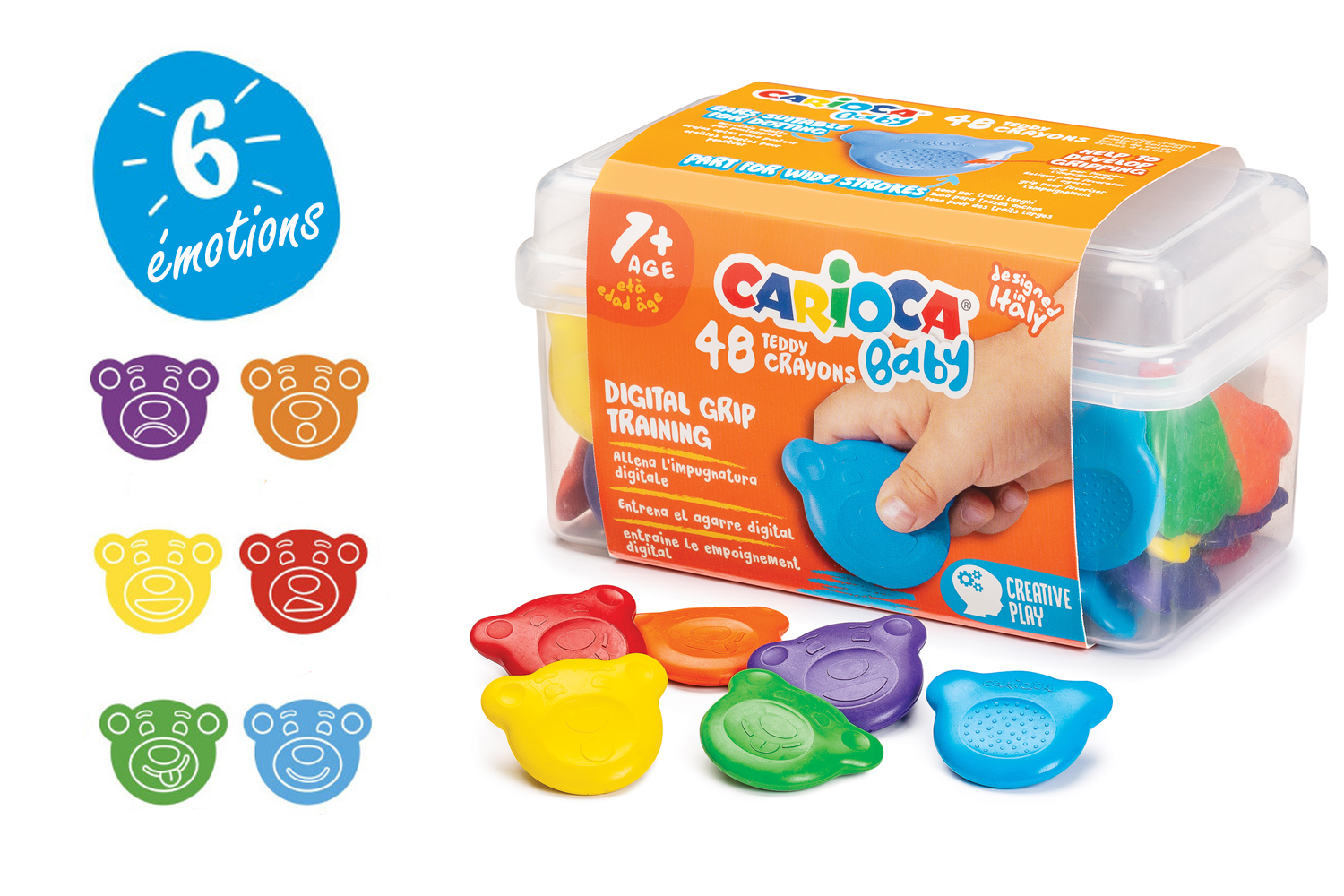 Feutres Carioca Baby - 12 couleurs - Feutres pointes larges - 10 Doigts