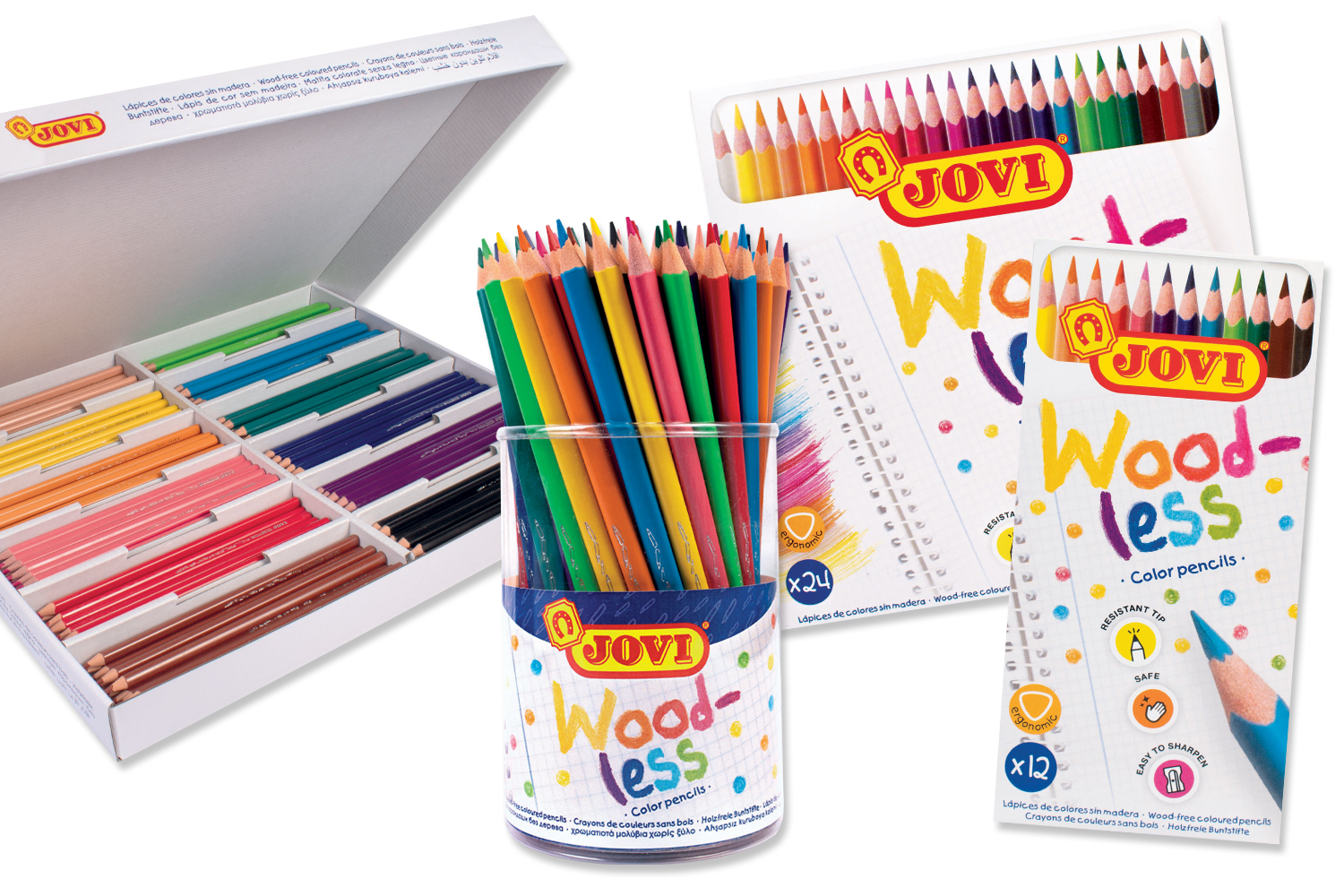 Jovi - Lot de 12 crayons de couleur Woodless, Forme ergonomique, Couleurs  vives et intenses, Idéals pour dessiner et colorier, Pointe rñesistante  (734/12) : : Jeux et Jouets